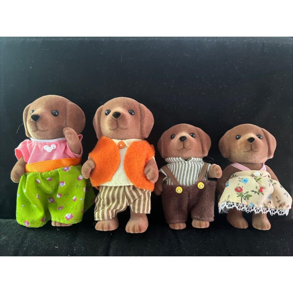 Chocolate Lab Family (4) Mom Dad Boy Girl Sylvanian Families Calico Critters